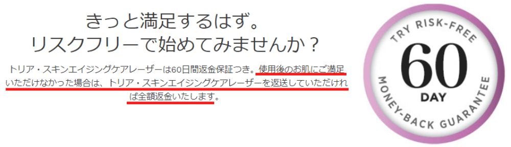 トリアの返金制度について